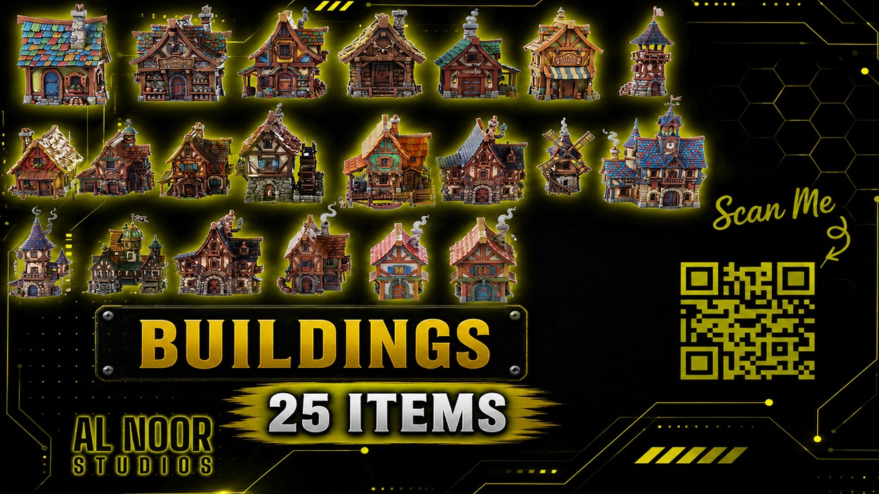 Media 1 for listing Stylized Fantasy Town Environment Mega Pack | 94 Game-Ready Assets
