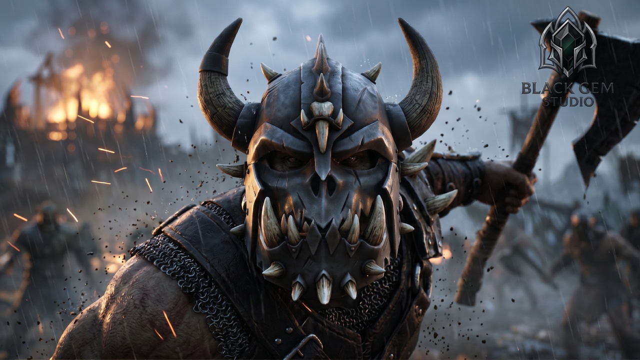 Media 1 for listing Bonefang Orc Warlord Helmet for Dark Fantasy Metahuman Warriors