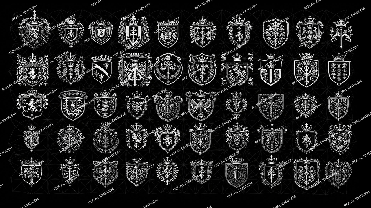 Media 1 for listing 50 Royal Heraldic Emblems Alpha & Decal Pack | Medieval Crests Vol.01 | 4K PNG