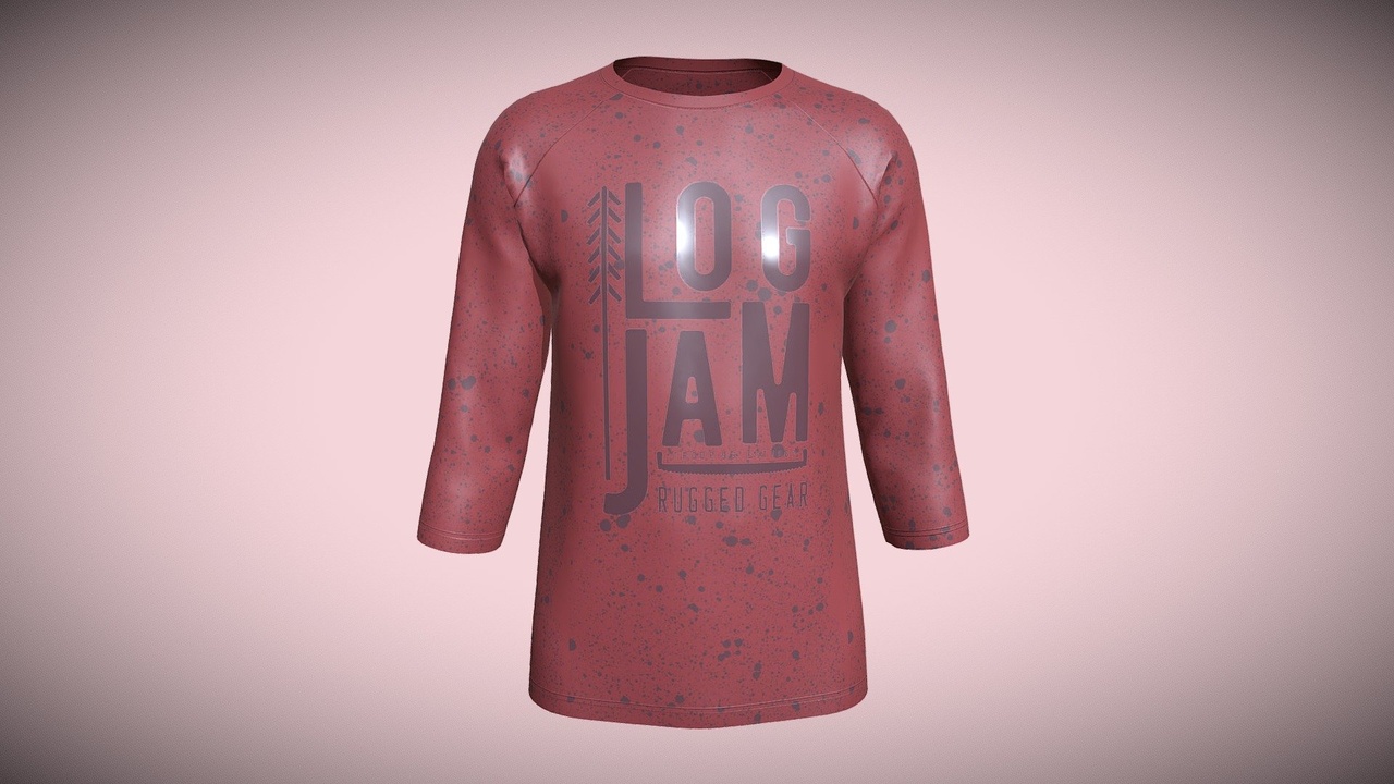 Media 1 for listing Tshirt Three Quarter Sleeve - Log Jam | Low Poly