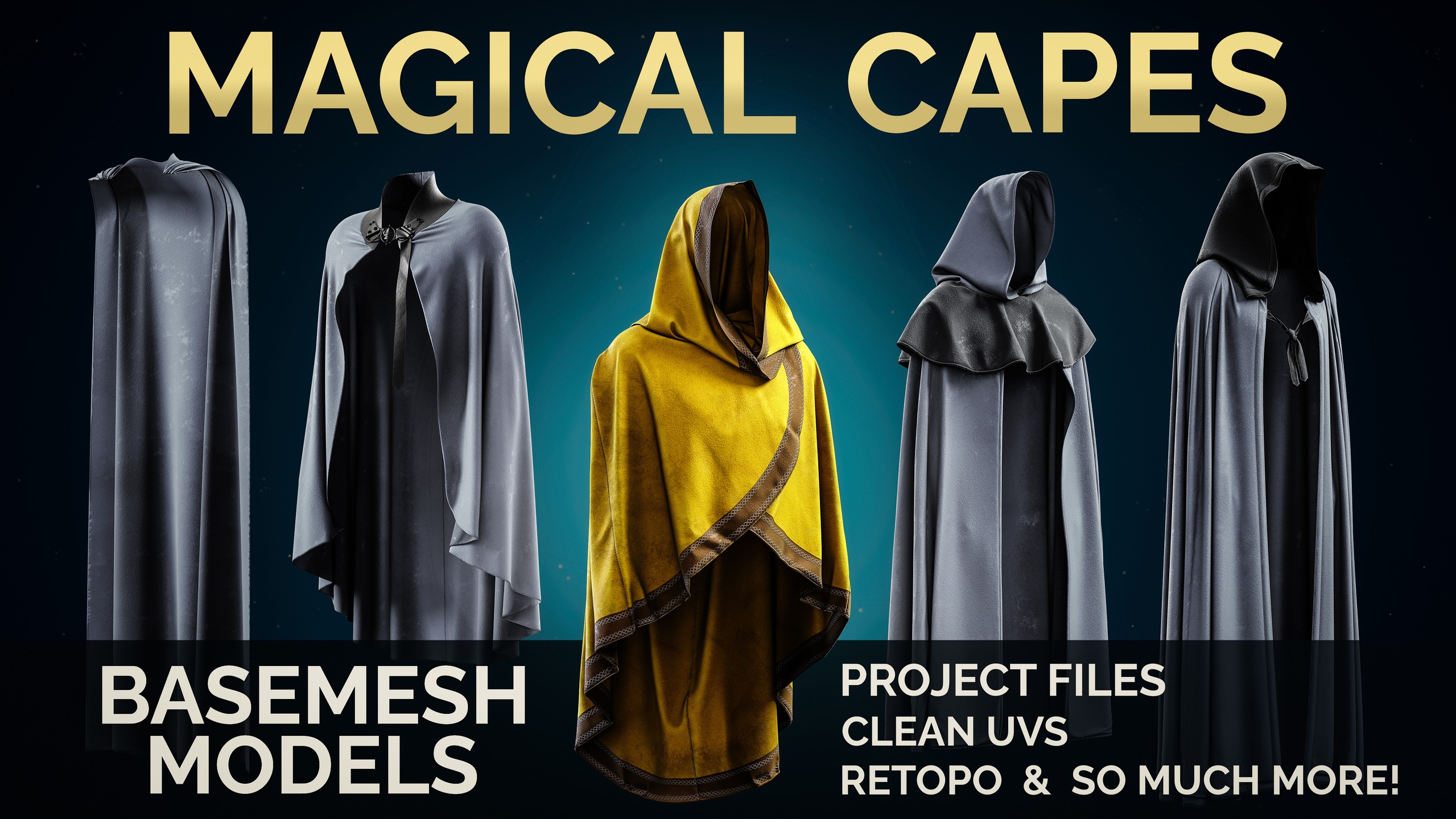 Media 1 for listing 12+ Cape And Cloak Basemesh Models Vol 02 + Metahuman Guide