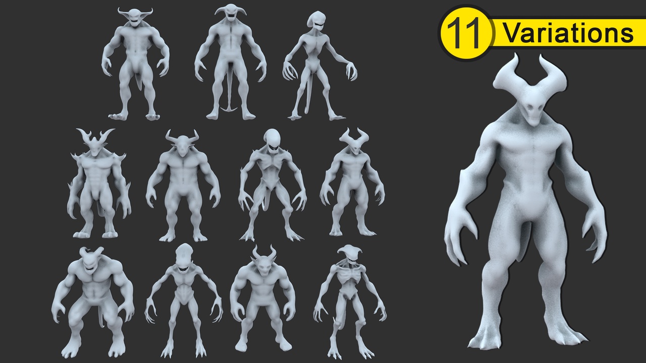 Media 1 for listing Monster and Demon Base Mesh Kit  (11 Diverse)