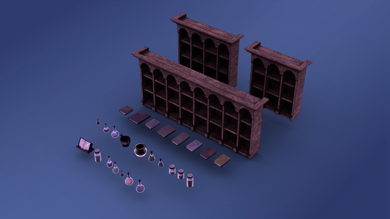 Media 1 for listing Pixel-Style Medieval Library & Alchemy Interior Pack