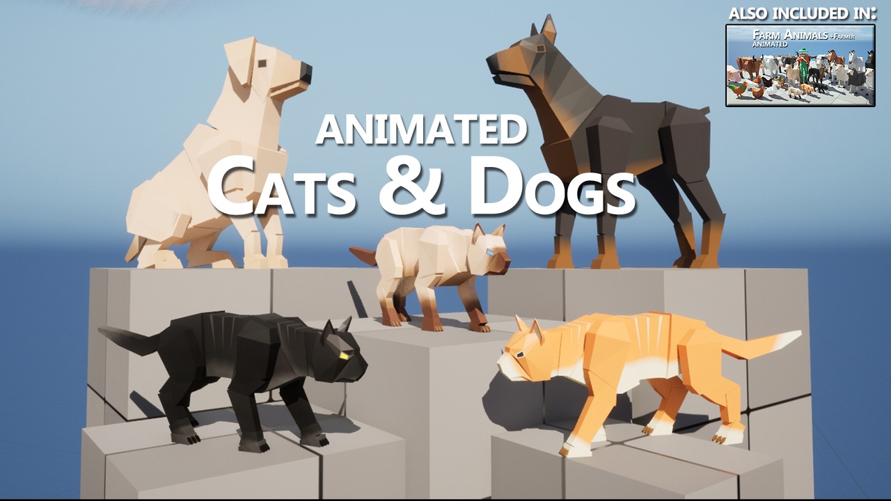 Медиа 1 для объявления Animated CAT & DOG - 3D LOW POLY