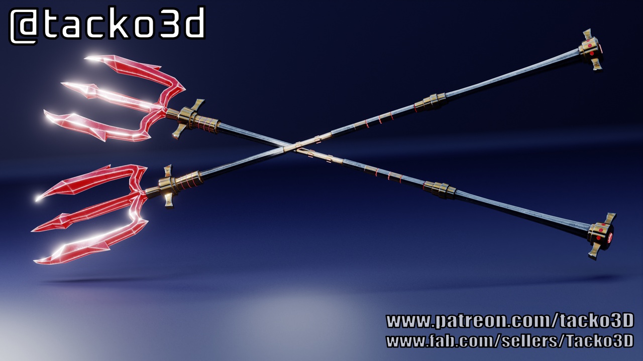 Media 1 for listing Atlantean Alpha Trident - Dark Fantasy Weapon