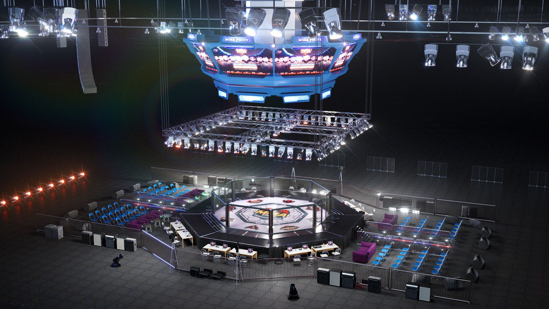 Media 1 for listing MMA Arena Stage Venue - Modular 3D Environment (Octagon Cage Fight Game Kit)