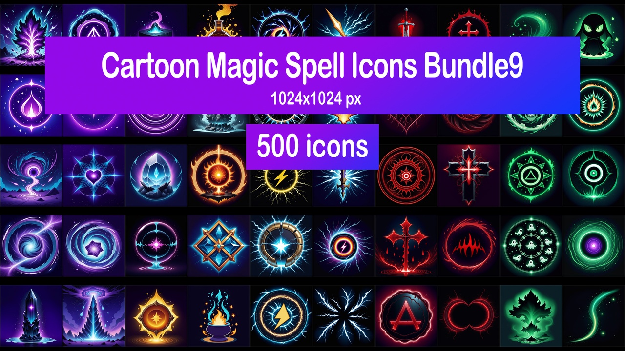 Media 1 for listing Cartoon Magic Spell Icons Bundle9