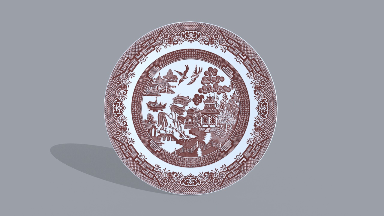 Media 1 for listing Ceramic plate with willow pattern (3 colors)