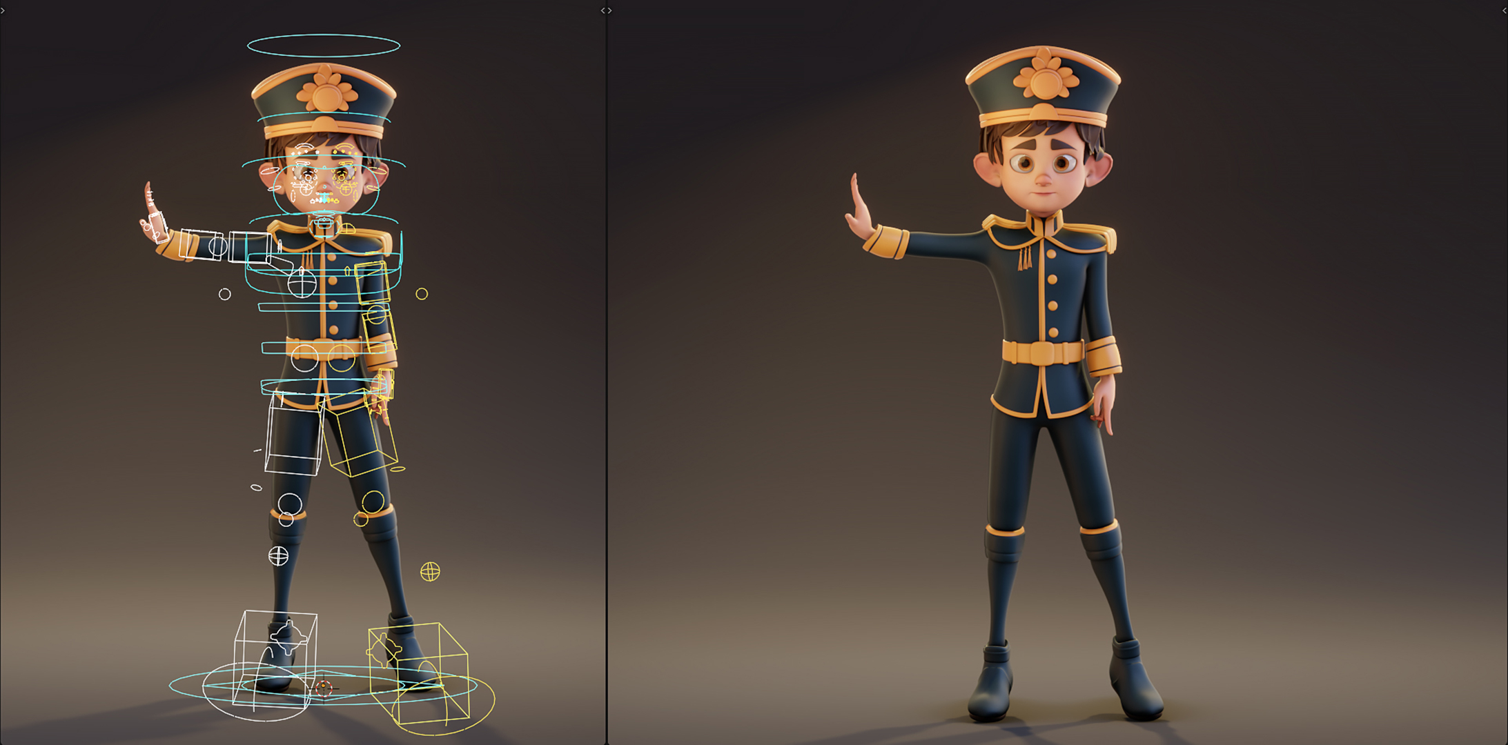 Blender Rigged Stylized Boy In Guard Costume | Fab