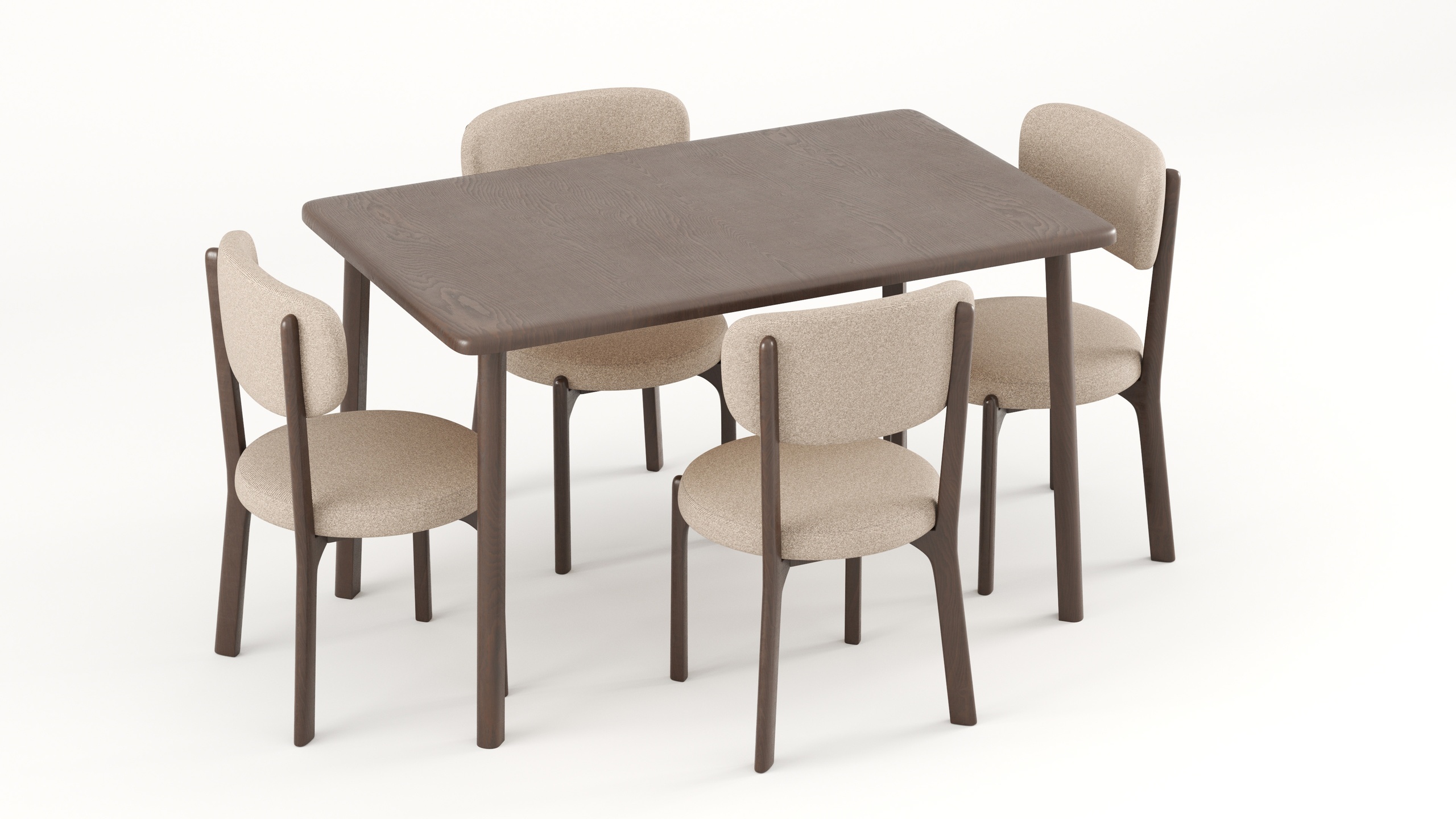Media 1 for listing Dining Set - 4-Seater Rectangular Table with Upholstered Chairs