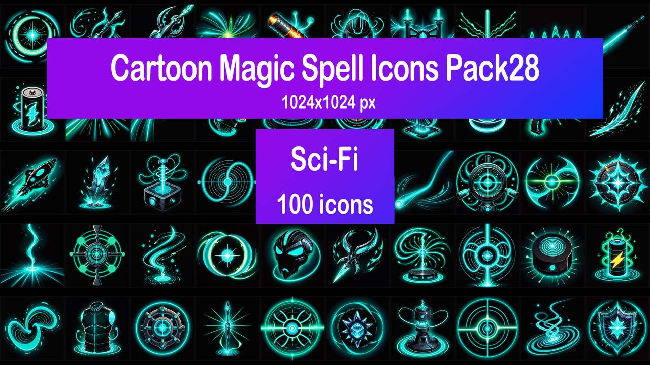 Media 1 for listing Cartoon Magic Spell Icons Pack28 - Sci-Fi