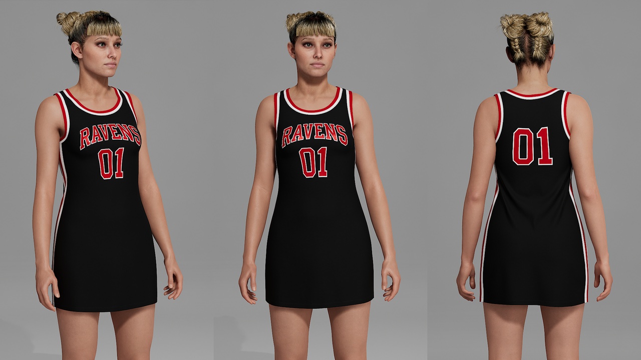 Media 1 for listing Basketball Jersey Mini Dress for MetaHuman - Parametric