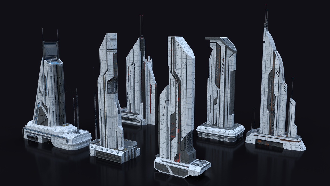 Media 1 for listing Scifi Building futuristic Building Kitbash Bundle Vol 1