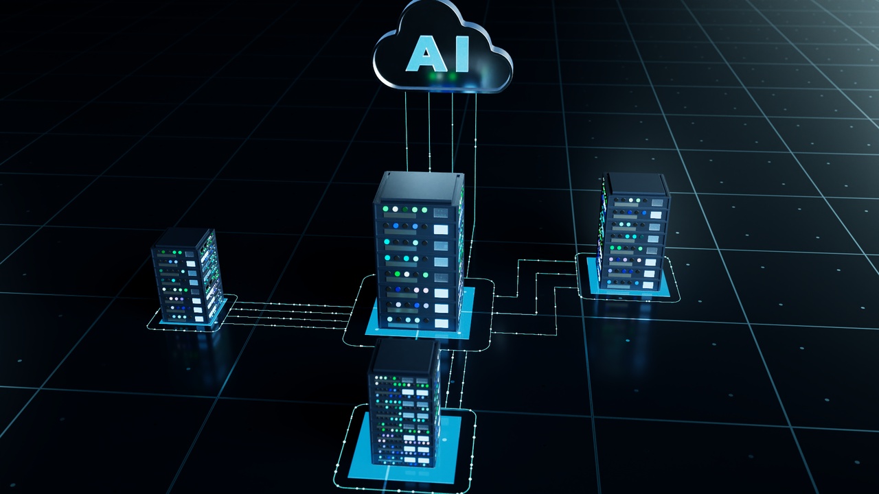 Media 1 for listing AI cloud computing and smart city network concept 3D scene