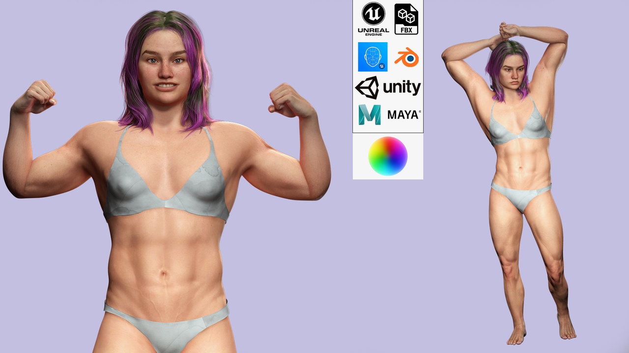 Media 1 for listing Muscular Women Full Rigged Low-poly 3D model