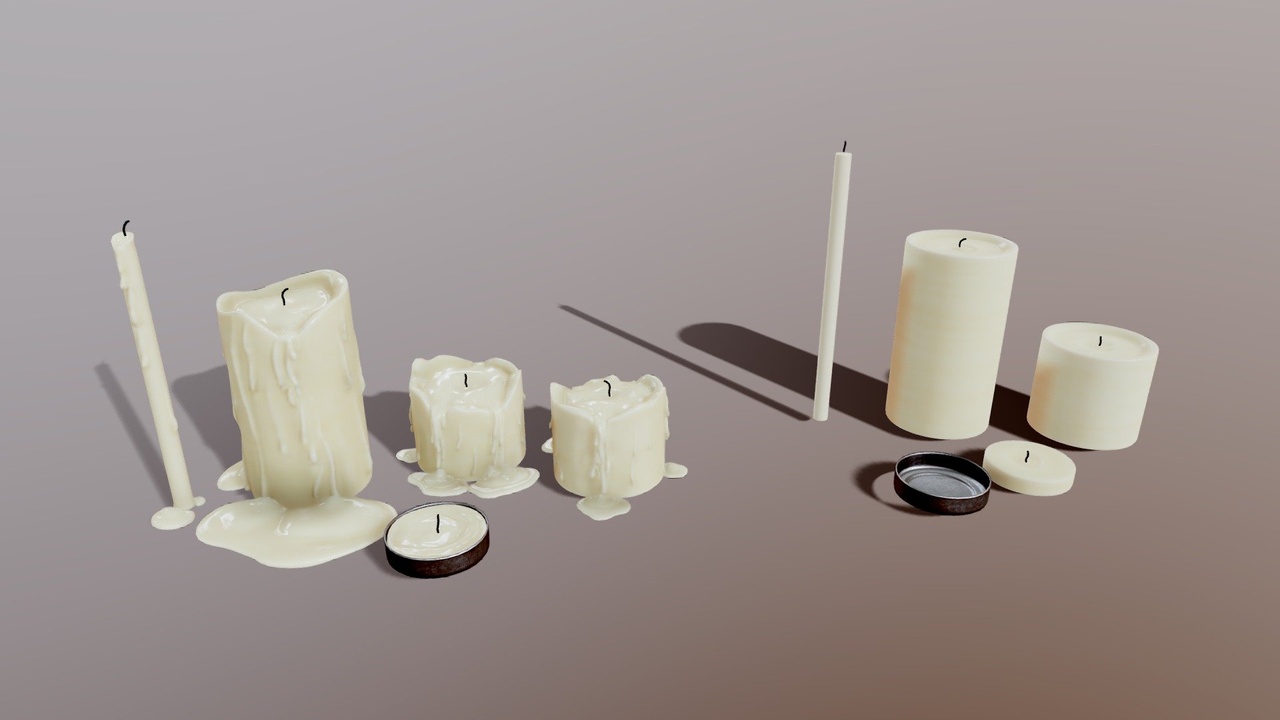 Media 1 for listing 4 Candles pack: new and used versions (mid-poly)