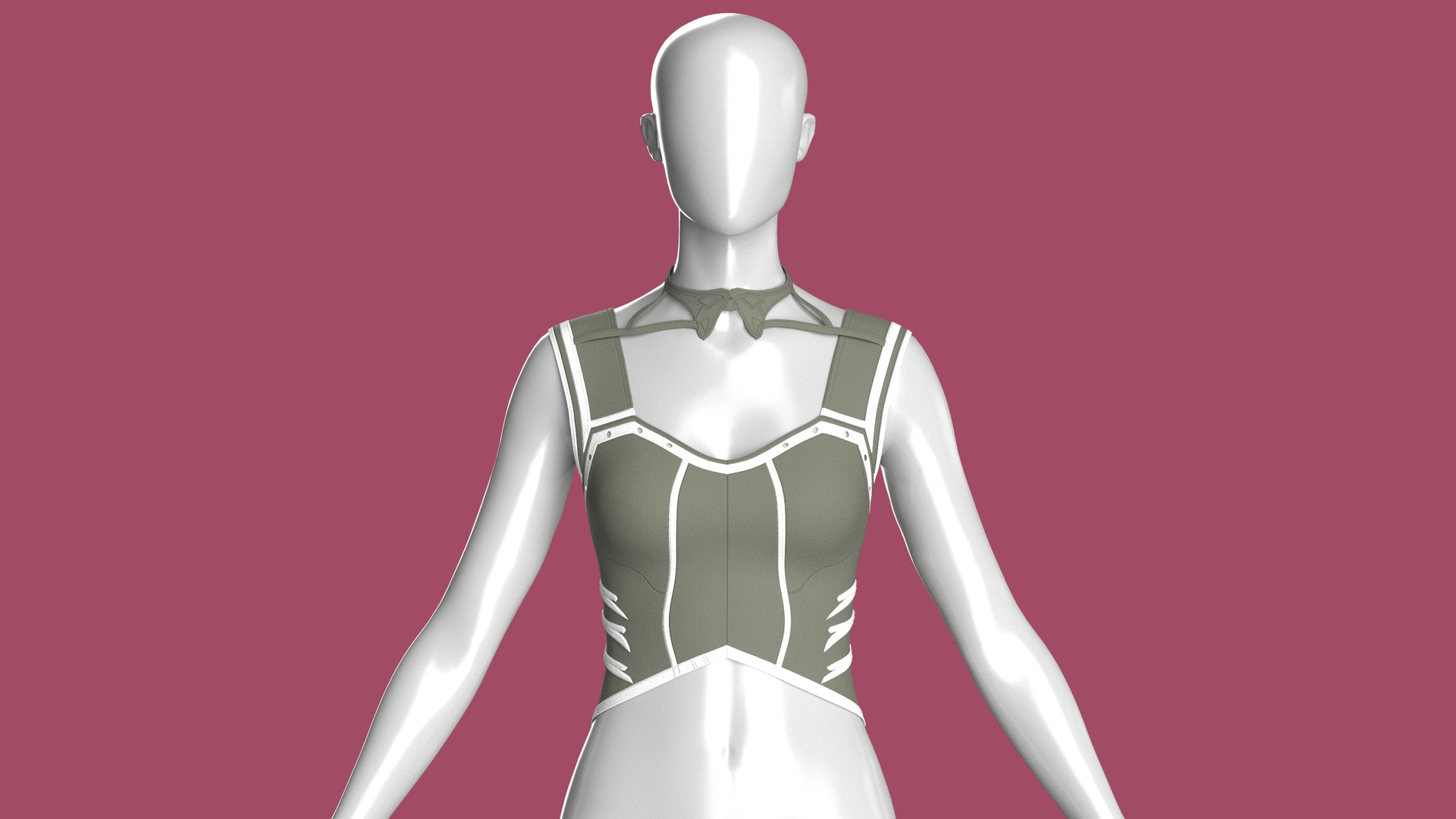 Media 1 for listing Girls Crop Top With White Piping | High Poly
