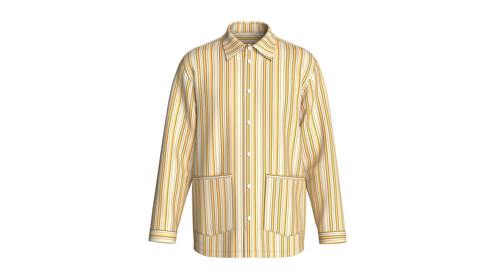 Media 1 for listing Men Vintage Striped Workwear Shirt | High Poly