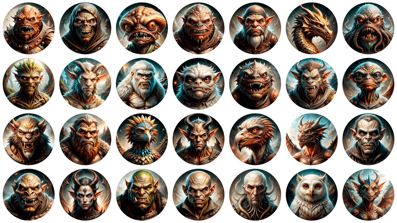 Media 1 for listing 136 Monster Portraits - 2D Tokens with Transparent Backgrounds