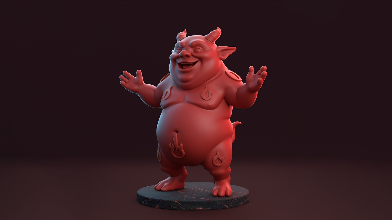 Media 1 for listing Blaze Belly – Cute Chubby Fire Demon 3D Character