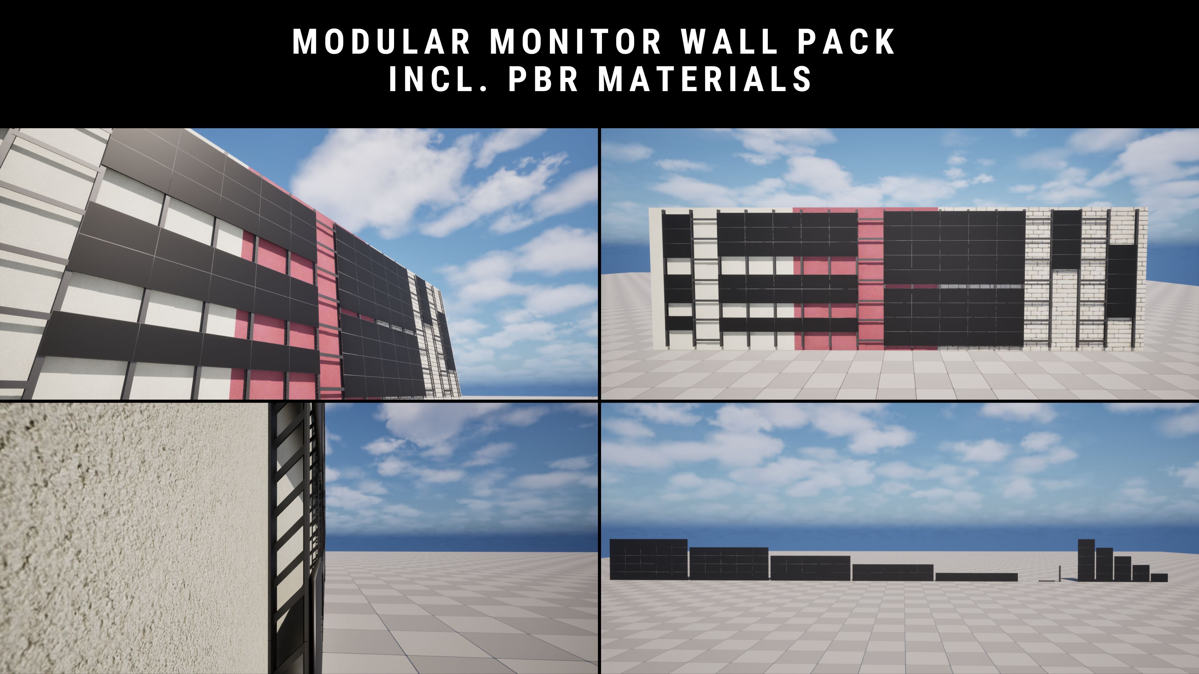 Modular Monitor Wall Pack | incl. PBR Materials | Fab