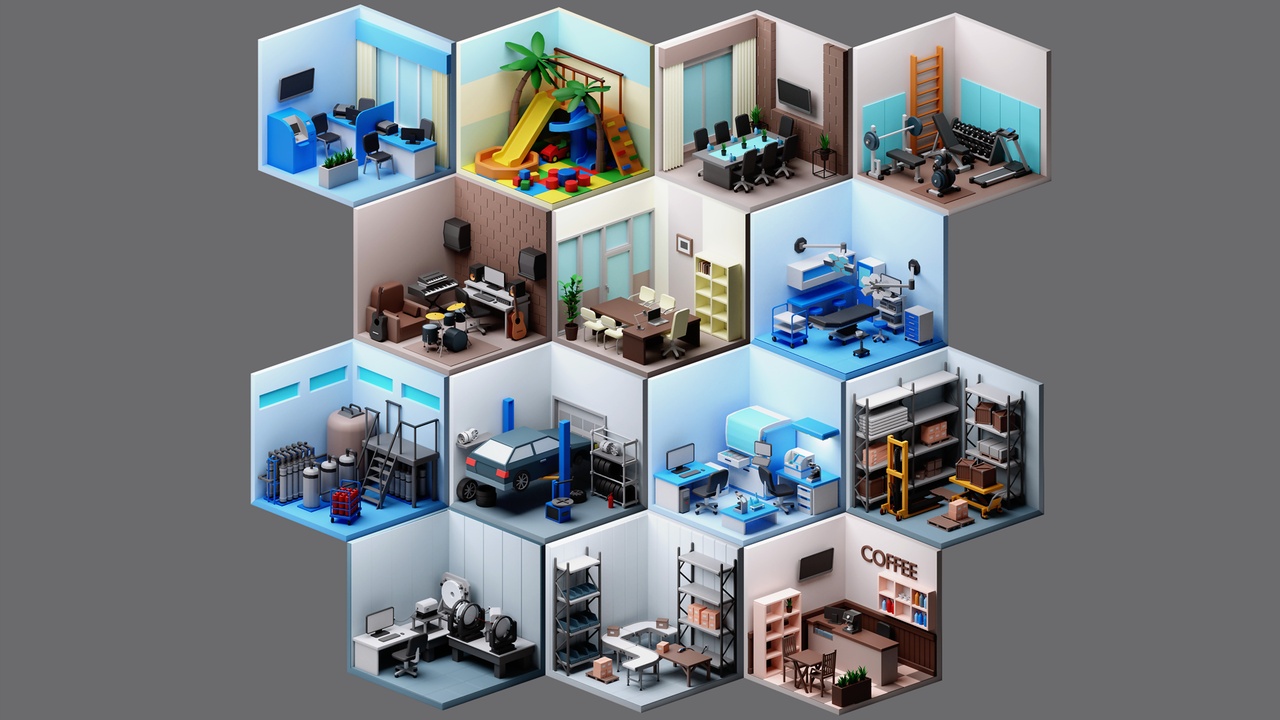 Interior rooms - Low-poly asset pack 제품 등록을 위한 미디어 1개