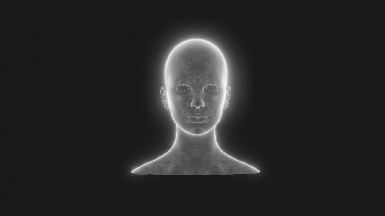 Media 1 for listing Ghostly Female Head Bust 3D Model - Rigged, Animated, with Blend Shapes