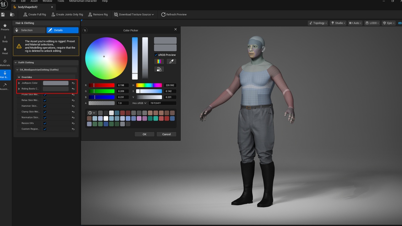 Media 1 for listing Men Equestrian Clothing - Metahuman Riding Wear Clothes - Parametric Outfit PBR