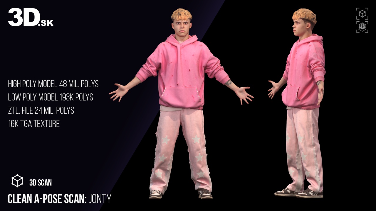 Media 1 for listing Male 3D Character Jonty - Clean A Pose Scan