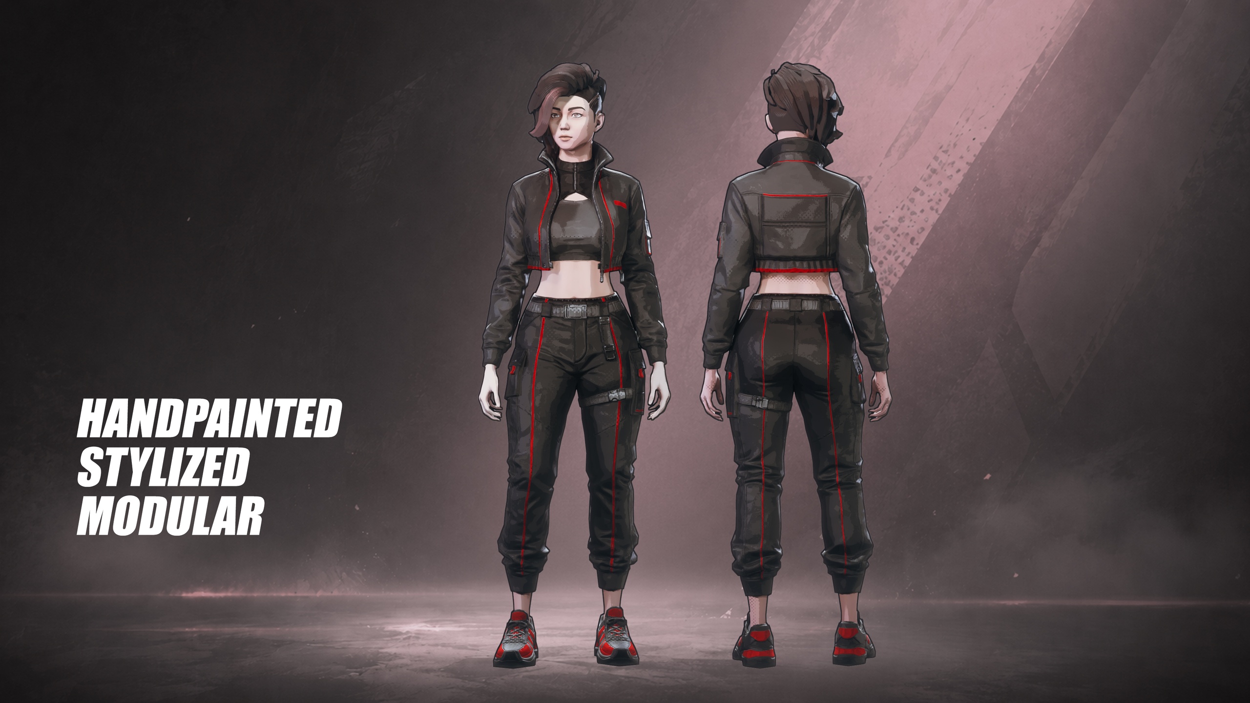 Media 1 for listing Stylized Techwear Runner Outfit: Female Character Pack