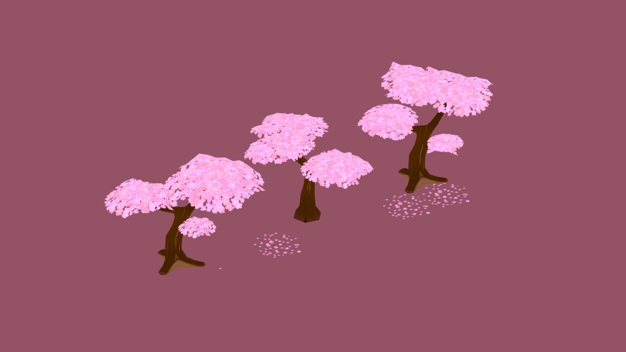 Media 1 for listing Isometric Sakura Tree Bundle Game Asset