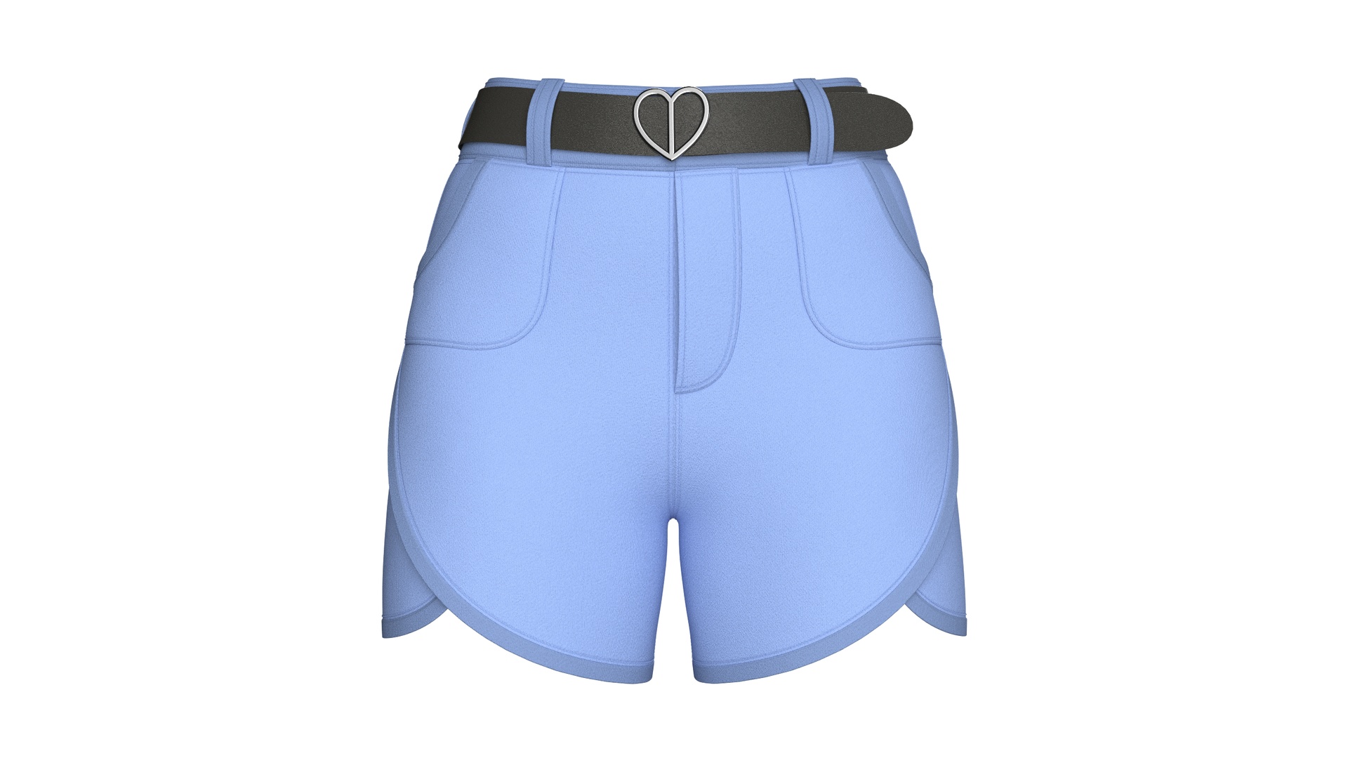 Media 1 for listing Girls Curved Hem Shorts With Belt | High Poly