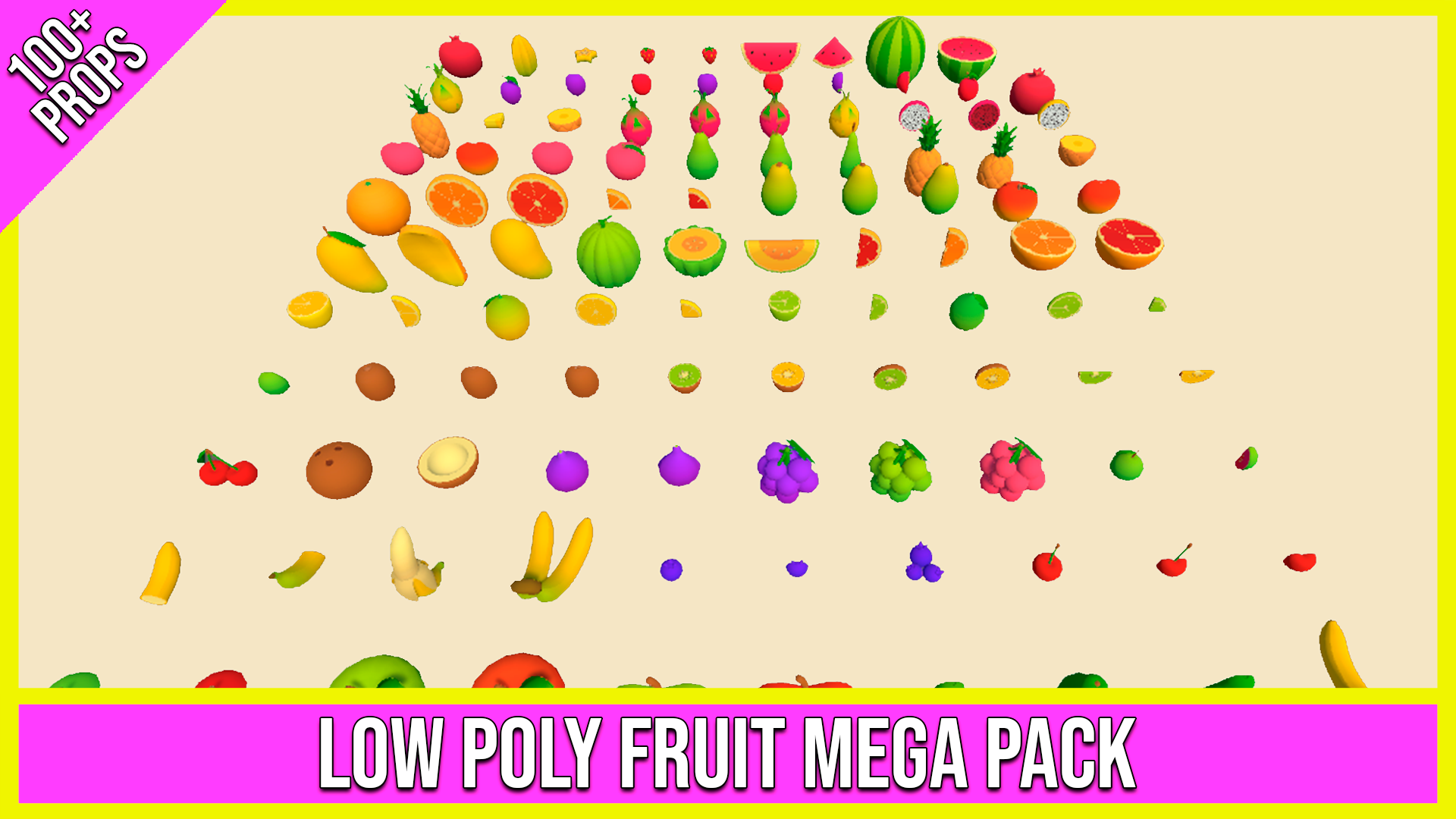 Low Poly Fruit Mega Pack (100+ Props, 25 Fruits) | Fab