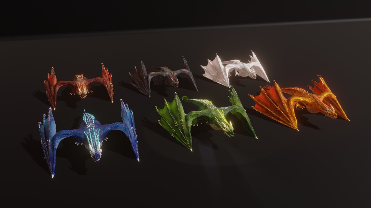 商品 Realistic Animated Wyverns 3d Model Pack (Low Poly, Game Ready) 的媒体 1