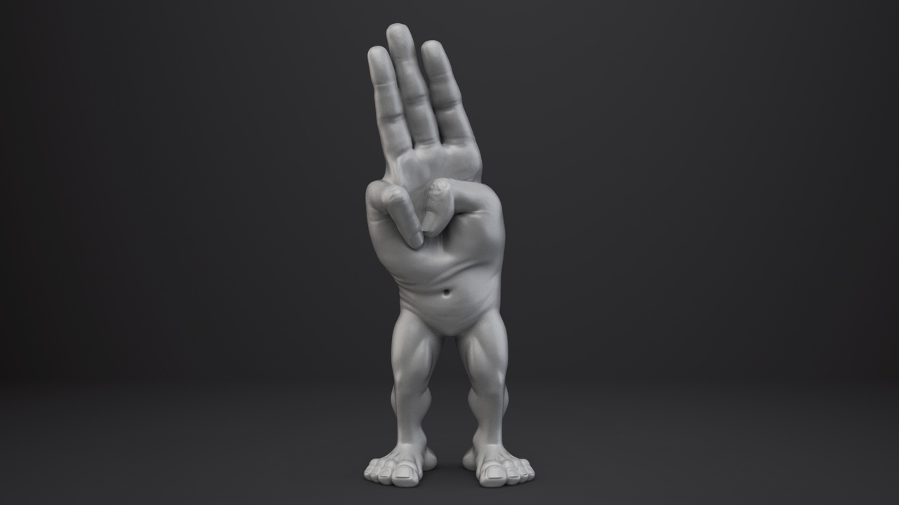 Media 1 for listing Hand Monster Character - Three Finger Salute Hand Gesture