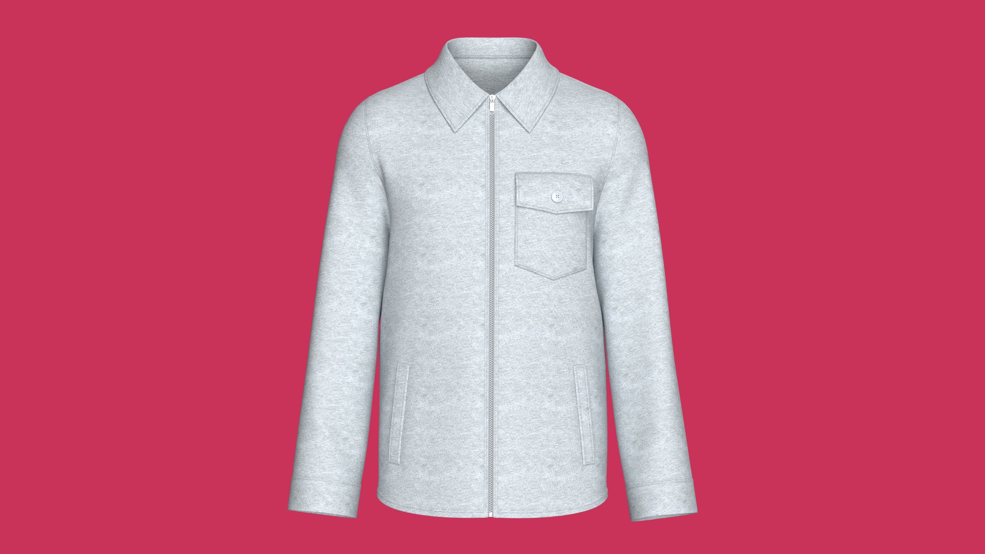 Media 1 for listing Men Full - Zip Collar Jacket With Flap Pocket | High Poly