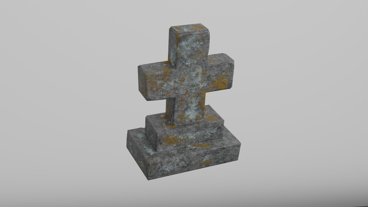 Media 1 for listing Old Cemetery Gravestone Cross with Moss and Patina