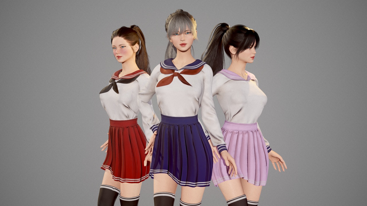 Media 1 for listing School Girl - Female Modular Character