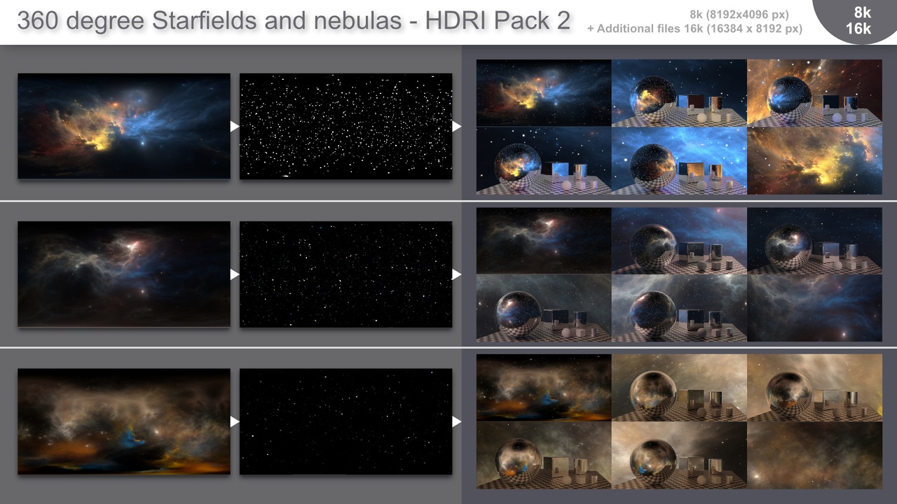Media 1 for listing 360 degree HDRI full sphere panoramic starfields and nebulas - HDRI Pack 2