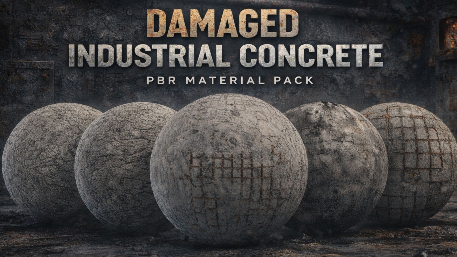 Damaged Industrial Concrete – PBR Material Pack | Fab