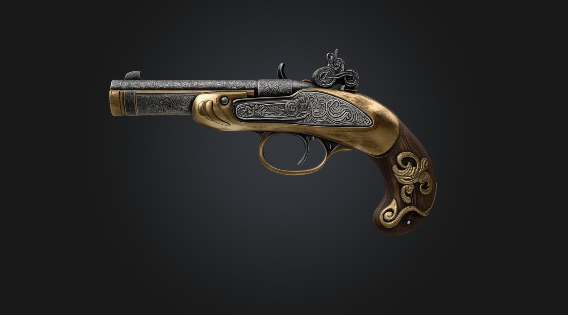 Media 1 for listing Kingsmoke Flintlock – Ornate Noble Pistol