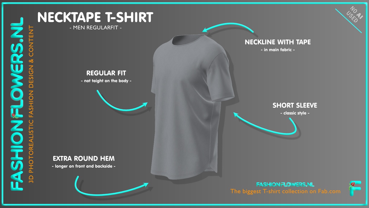Media 1 for listing Gray Colour Extra Round Hem T-shirt | Basic Round Neck | Short Sleeves Tshirt