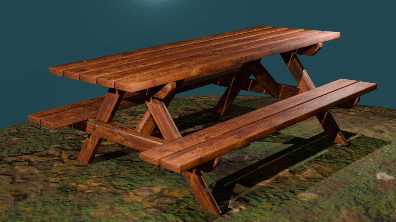 Media 1 for listing Picnic Table – Stylized Low Poly Outdoor Furniture (OBJ/FBX/GLB, 2 LODs)
