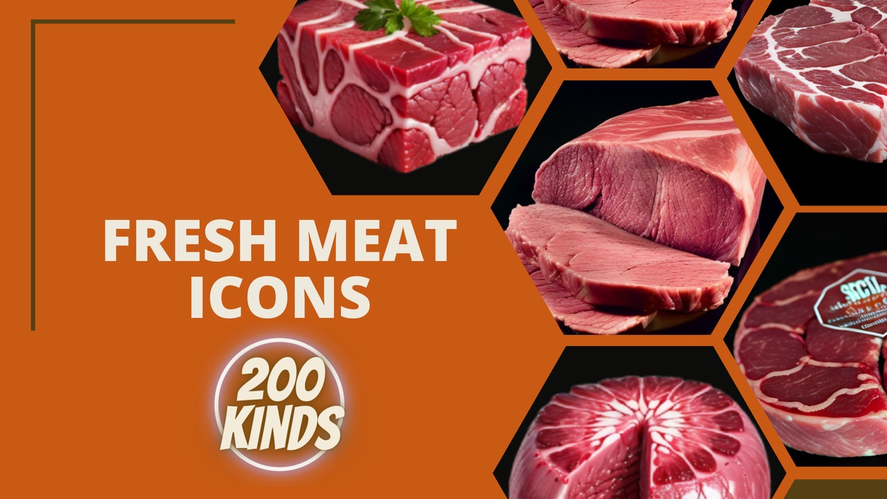 Media 1 for listing Fresh meat icons: 200 kinds