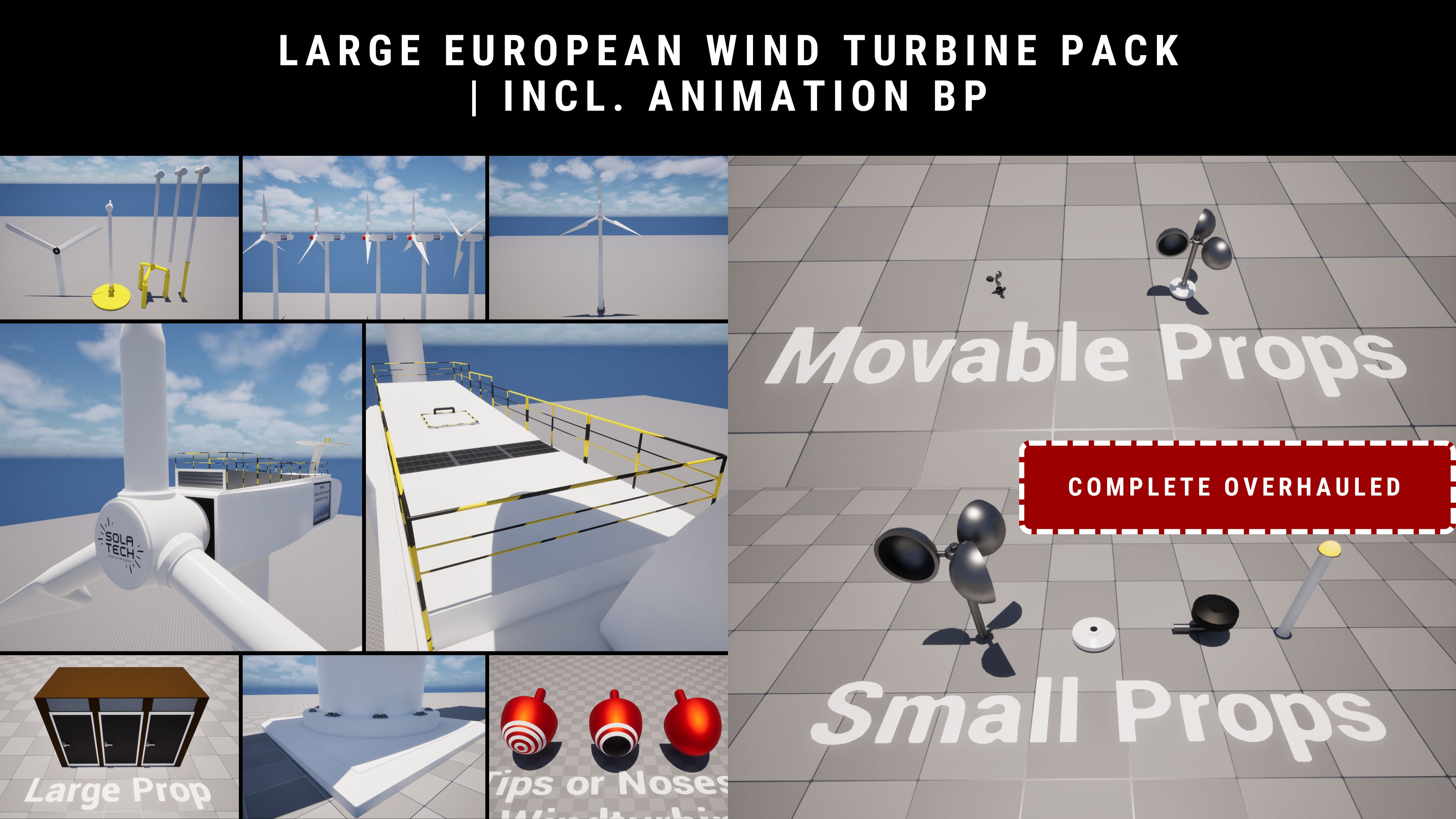 Large European Wind Turbine Pack | incl. Animation BP | Fab