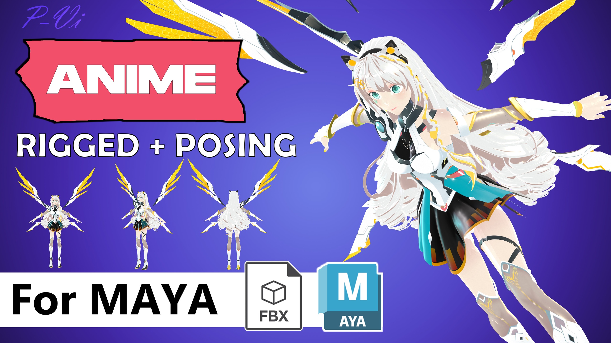Media 1 for listing Anime Mecha Girl Character - Rigged