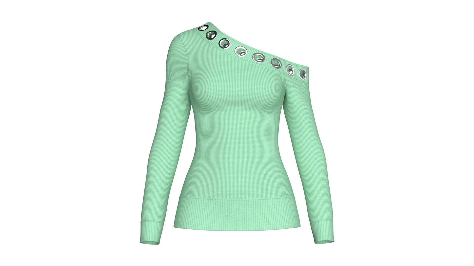 Media 1 for listing Girls One Shoulder Eyelet Detail Sweater | High Poly
