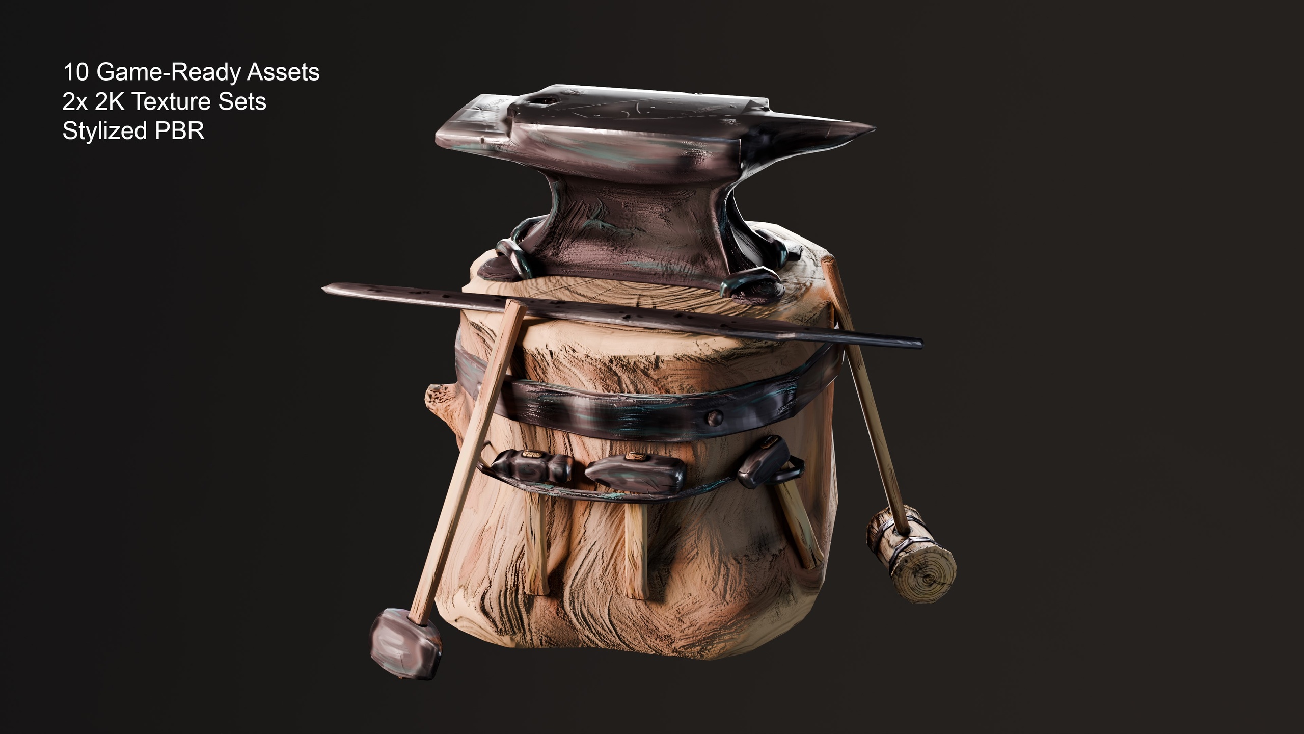 Media 1 for listing Medieval Anvil Prop Pack - Stylized PBR