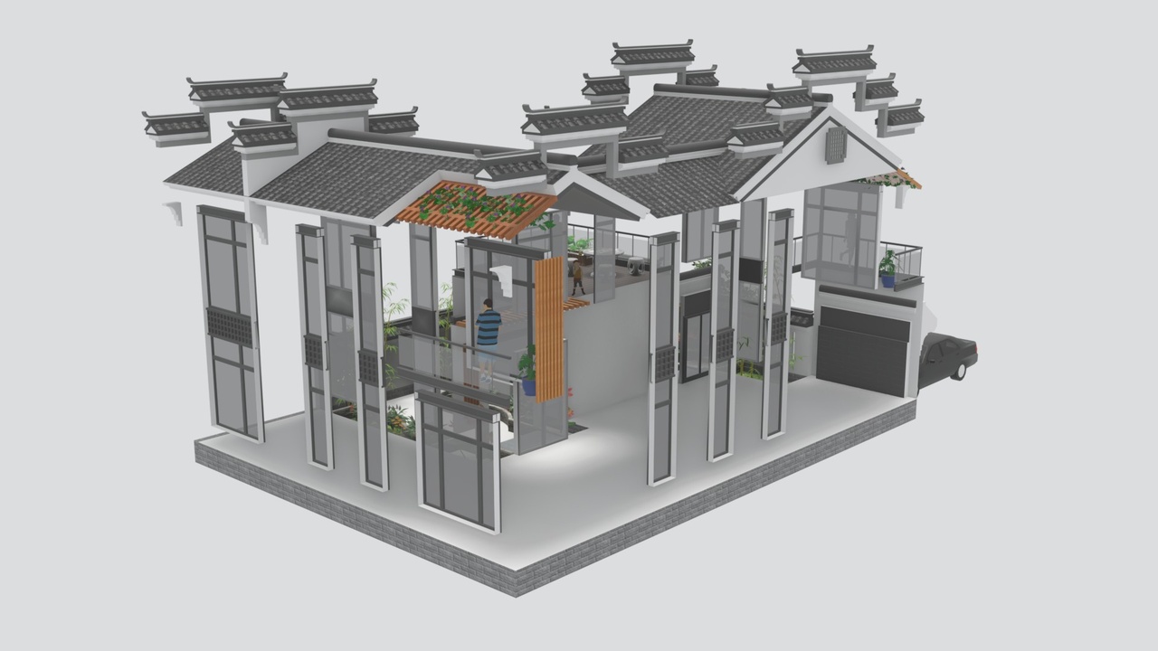 Media 1 for listing Chinese Style Villa Architecture Exterior 3D Model