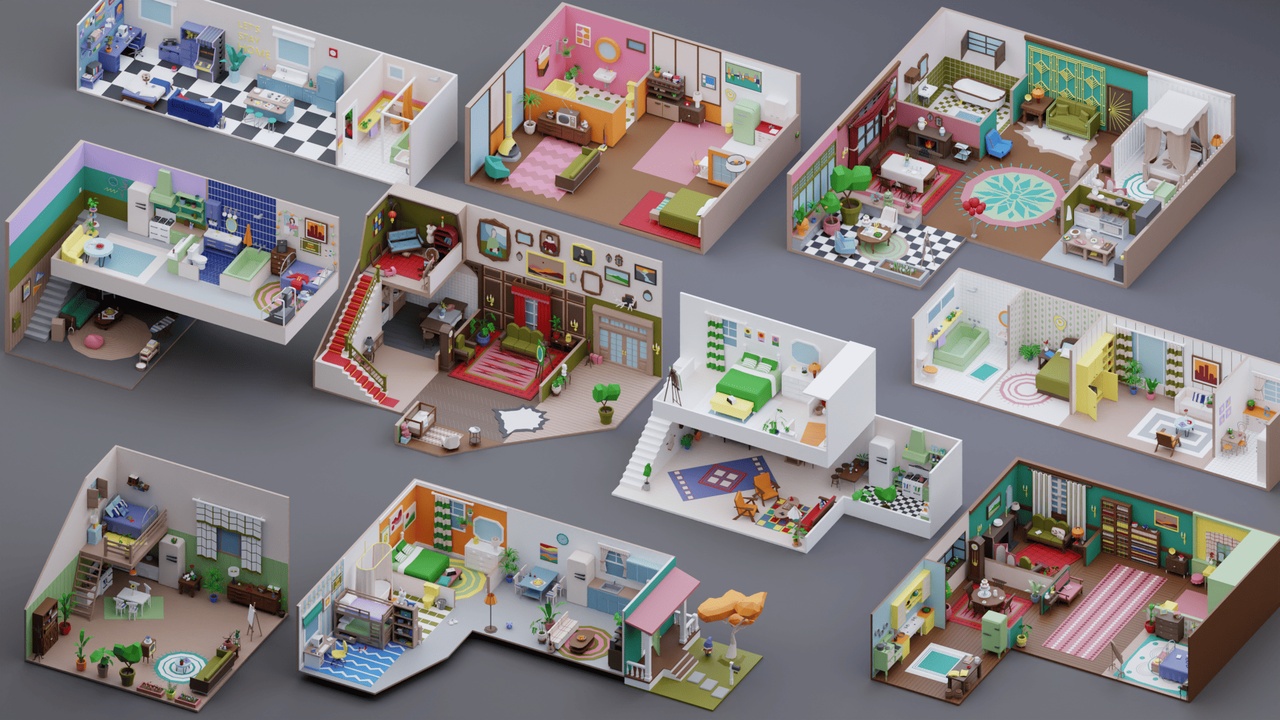 Media 1 for listing Low Poly Retro Apartments Interiors Pack